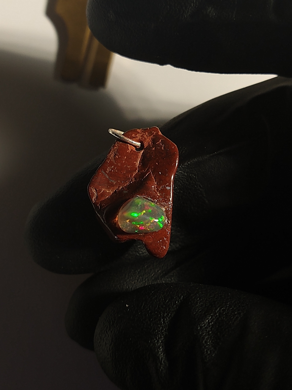 Jasper Dark Base (Black) Opal Pendant